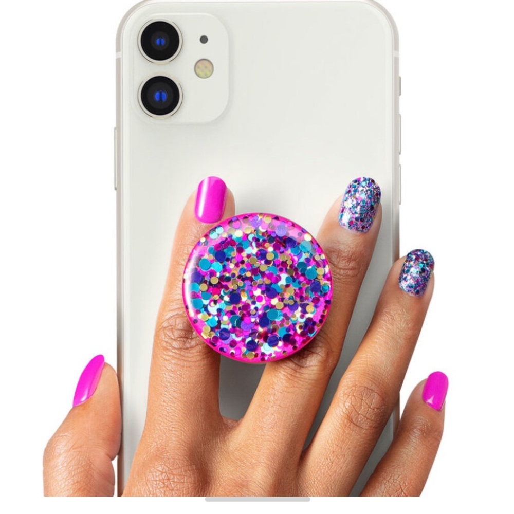 NIB PopSockets premium nails and phone stand in confetti party.
